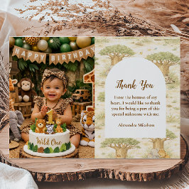 Photo Wild One Neutral Safari First Birthday Tack Kort