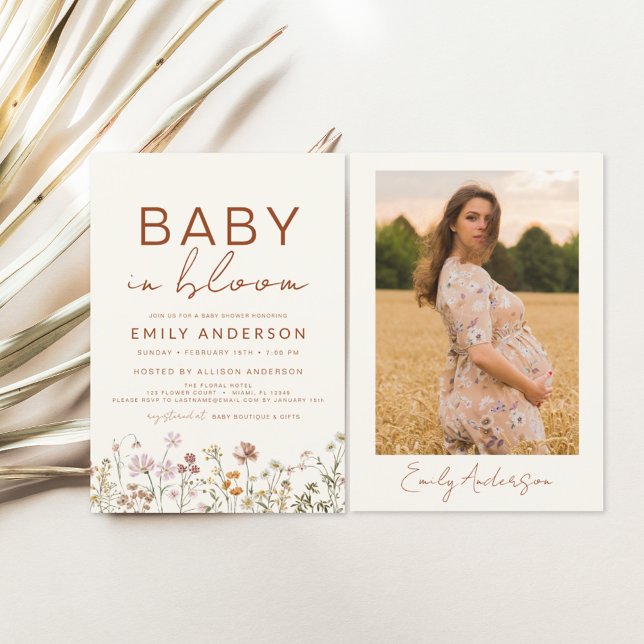 Photo Wildblomma Baby i Bloom Baby Shower Inbjudningar (Skapare uppladdad)