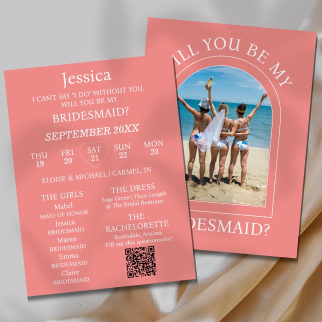 Photo Will You Be My Bridesmaid Proposal Card Inbjudningar (Pop the question to your bridal party with this Photo Will You Be My Bridesmaid Proposal Card! )