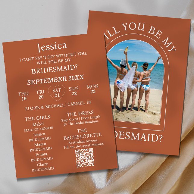 Photo Will You Be My Bridesmaid Proposal Card Inbjudningar (Pop the question to your bridal party with this Will You Be My Bridesmaid Proposal Letter!)