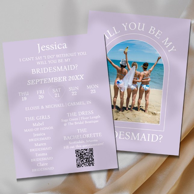 Photo Will You Be My Bridesmaid Proposal Card Inbjudningar (Pop the question to your bridal party with this Photo Will You Be My Bridesmaid Proposal Card!)