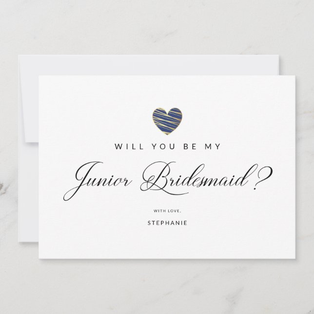 Photo Will You Be My Junior Bridesmaid Navy Heart (Framsida)