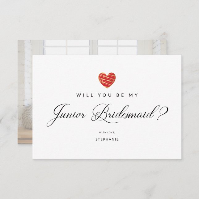 Photo Will You Be My Junior Bridesmaid Red Heart (Fram/baksida)