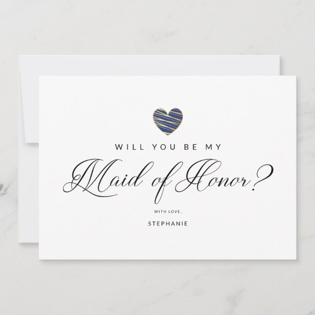 Photo Will You Be My Maid of Honor Navy Heart (Framsida)