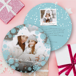 Photo Winter Snöflingor Peace Kärlek Joy Elegant J Julkort