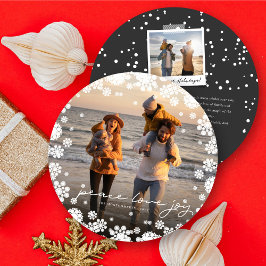Photo Winter Snöflingor Peace Kärlek Joy Elegant J Julkort