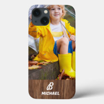 Photo Wood Grain Personlig Namn I Telefonväska