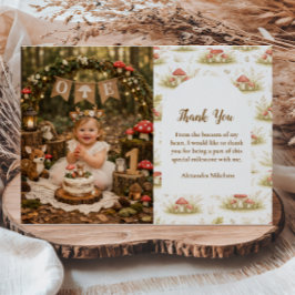 Photo Woodland Mushroom Wild One Birthday Tack Kort