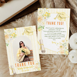 Photo Yellow Stripes Lemons and Flowers Graduation Tack Kort