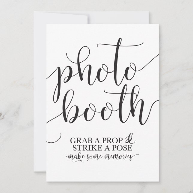 Photobooth Bröllop Sign-Grab a Prop Strejka a Pose Inbjudningar (Framsida)