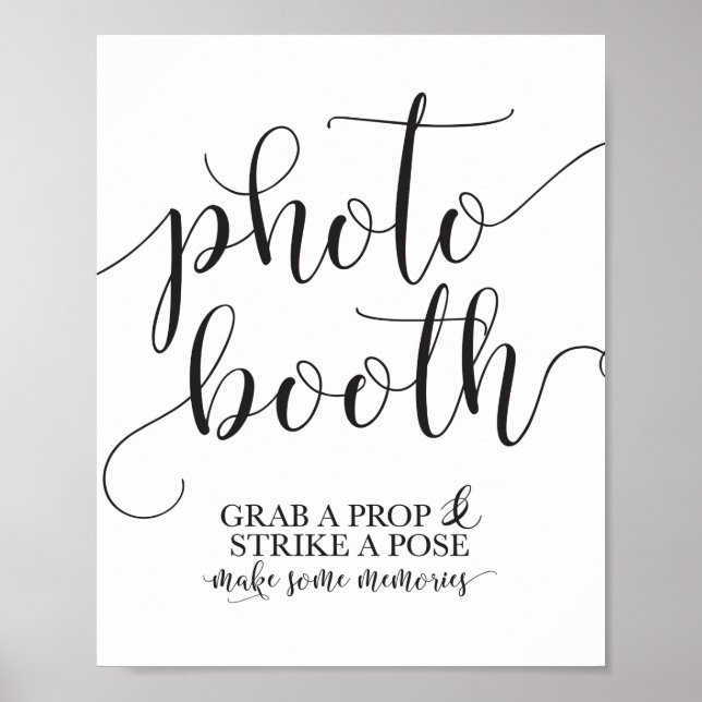 Photobooth Bröllop Sign-Grab a Prop Strejka a Pose Poster (Framsidan)