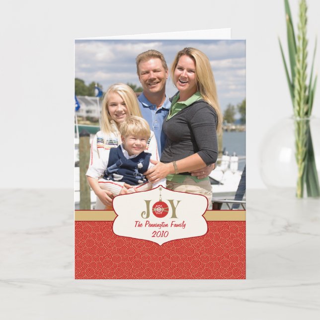 Photocard för anpassade för glädjeprydnadjul helgkort (Framsida)