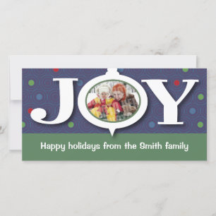 Photocard för helgdagglädjeblått julkort