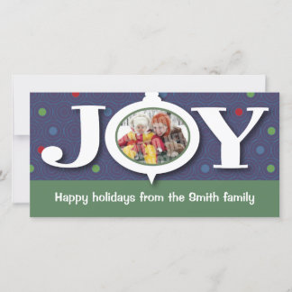 Photocard för helgdagglädjeblått julkort