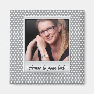 photoframe på vit- & grå färgpolkadot magnet