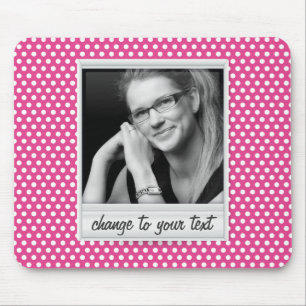 photoframe på vit- & rosapolkadot musmatta