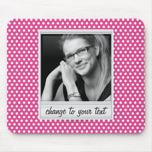 photoframe på vit- & rosapolkadot musmatta (Framsidan)