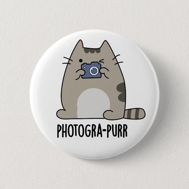 Photograh-purr Funny Cat Photographer Pun Knapp (Framsida)