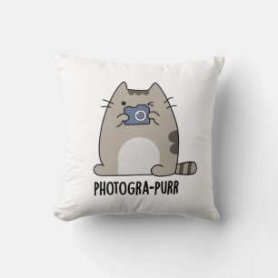 Photograh-purr Funny Cat Photographer Pun Kudde