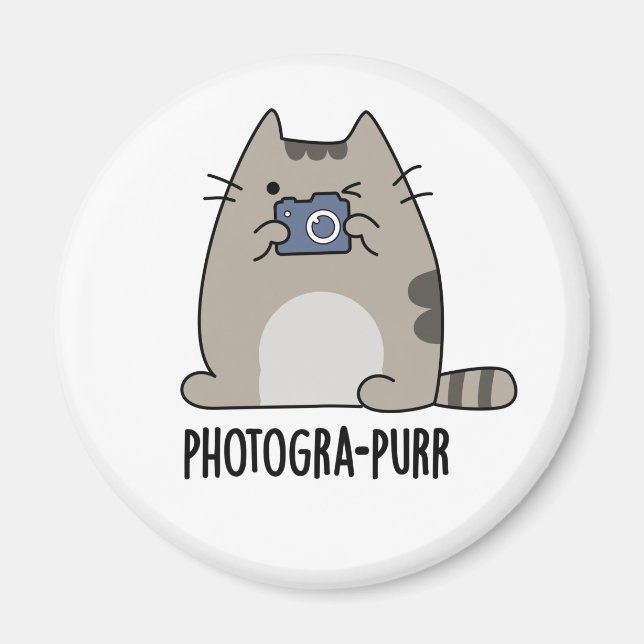 Photograh-purr Funny Cat Photographer Pun Magnet (Framsidan)