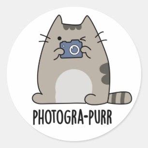 Photograh-purr Funny Cat Photographer Pun Runt Klistermärke