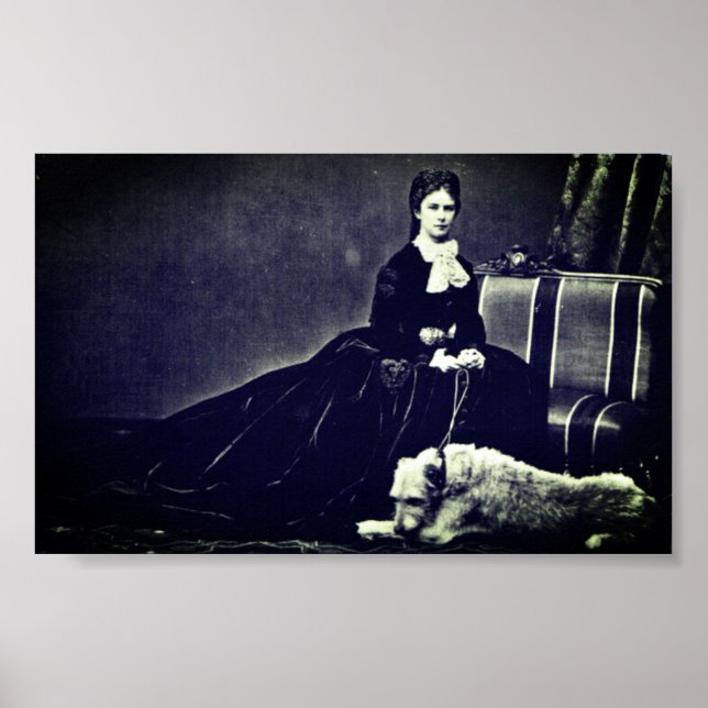 Photograph Empress Elisabeth of Austria with dog Poster (Framsidan)