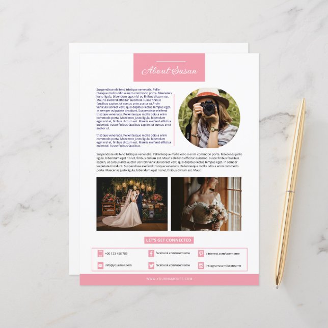 Photographer About Me Page Template  (Fram/Back In Situ)