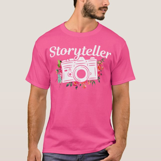 Photographer Gift Storyteller Flowers Camera Photo T Shirt (Framsida)