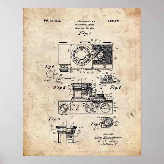Photographic Camera Patent Poster (Framsidan)