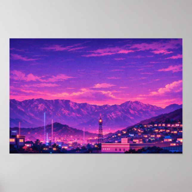 Photographic Landscape Neon Art Edited  Poster (Framsidan)