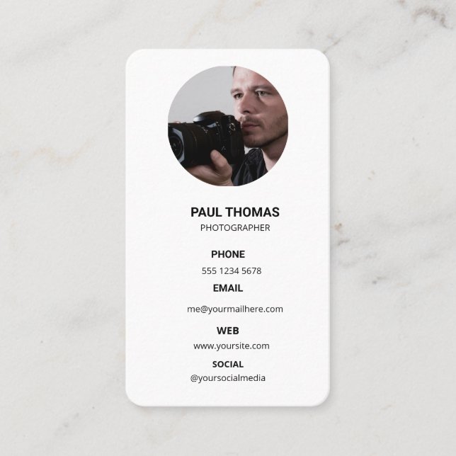 Photography Modern Minimal Simple Photo Business  Visitkort (Framsida)
