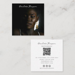 Photography Professionell Photo QR-kodskript Fyrkantigt Visitkort