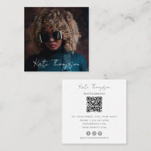 Photography Professionell Photo QR-kodskript Fyrkantigt Visitkort