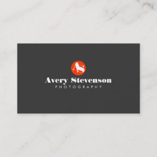 Photography Red Circle Monogrammed Logotyp Black Visitkort
