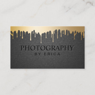 Photography Studio Guld Drips Elegant Black Visitkort