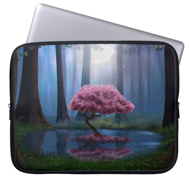 Photomanipulation rosa Träd Pond Forest Laptop Fodral (Framsidan)