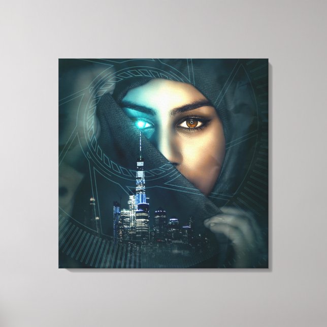 Photomontage Dam Cityscape Canvastryck (Framsida)