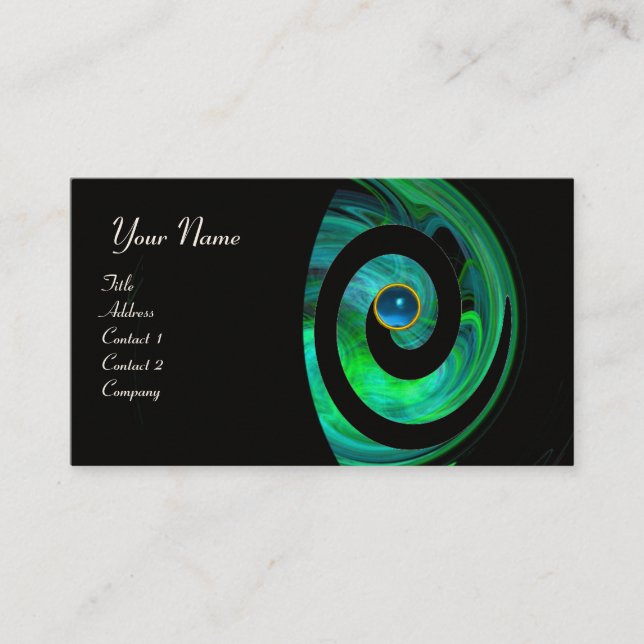 PHOTON SWIRL GEM MONOGRAM svart  grön blå Visitkort (Framsida)