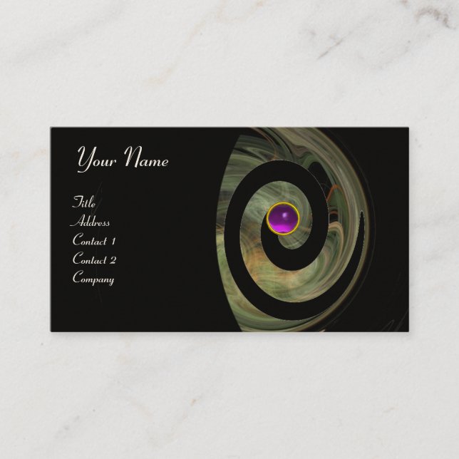 PHOTON SWIRL GEM MONOGRAM svart lila Visitkort (Framsida)