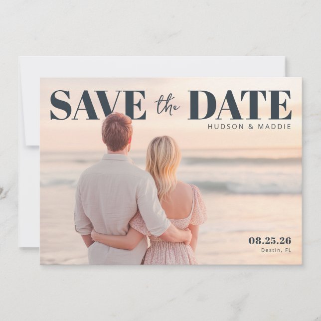 PhotoPop Save the Date Elegant  Spara Datumet (Framsida)