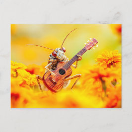 Photorealistic Cockroach Playing Guitar Among Mari Vykort