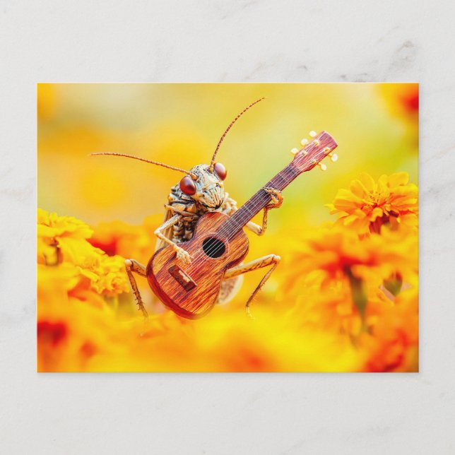 Photorealistic Cockroach Playing Guitar Among Mari Vykort (Framsida)