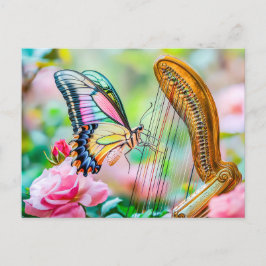 Photorealistic Swallowtail Butterfly Playing Harp  Vykort