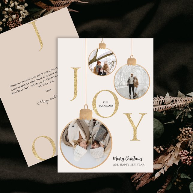 Photos JOY White jul Bell Helgdag Card Julkort (Photos JOY White Christmas Bell Holiday Card)