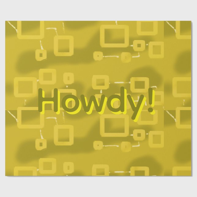PHowdy Gul Geometrisk  Presentpapper (Platt)