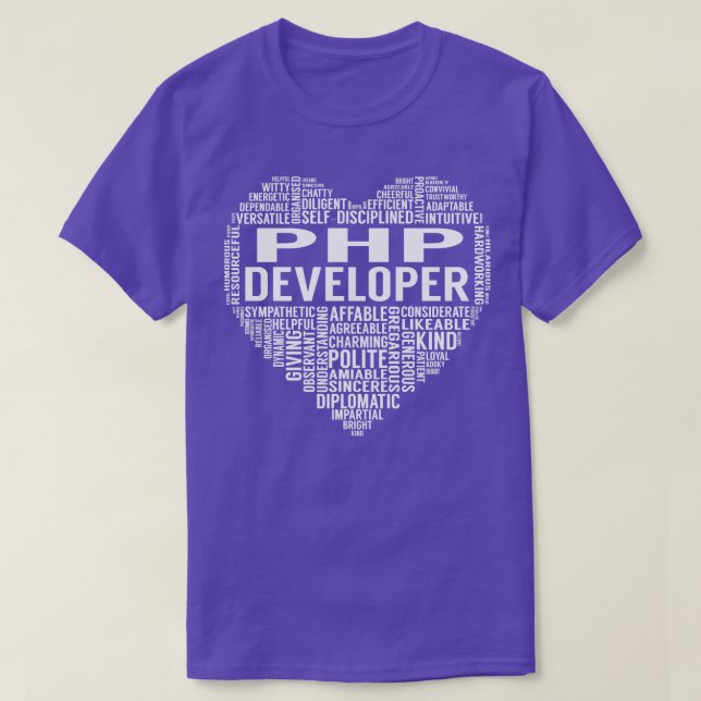 Php Developer Heart T Shirt (Design framsida)