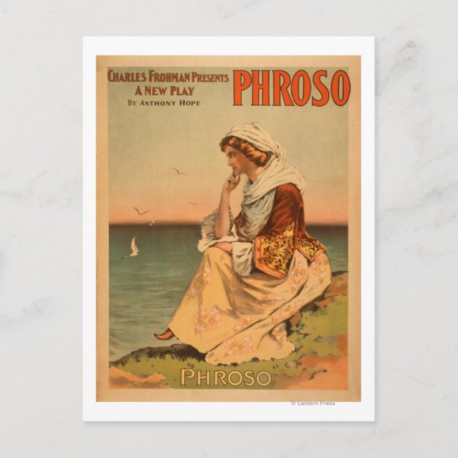 Phroso Woman vid Beach teatralisk Poster Vykort (Framsida)