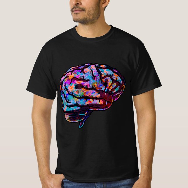 Phsychedelic Art Tie Dye Human Brain Cool Neurolog T Shirt (Framsida)