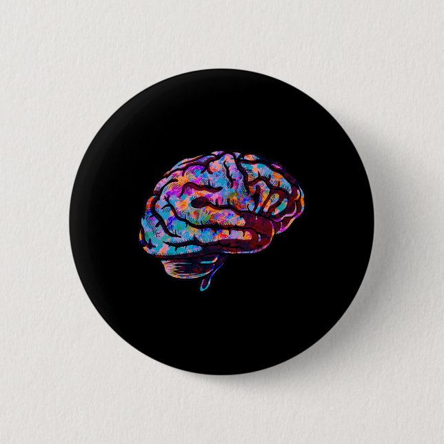 Phsychedelic Art Tie Dye Human Brain Coola Neurolo Knapp (Framsida)
