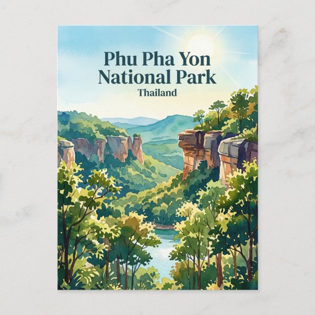 Phu Pha Yon nationalpark Thailand Vykort (Framsida)